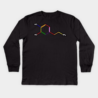 Dopamine Rainbow Molecule Chemistry Kids Long Sleeve T-Shirt